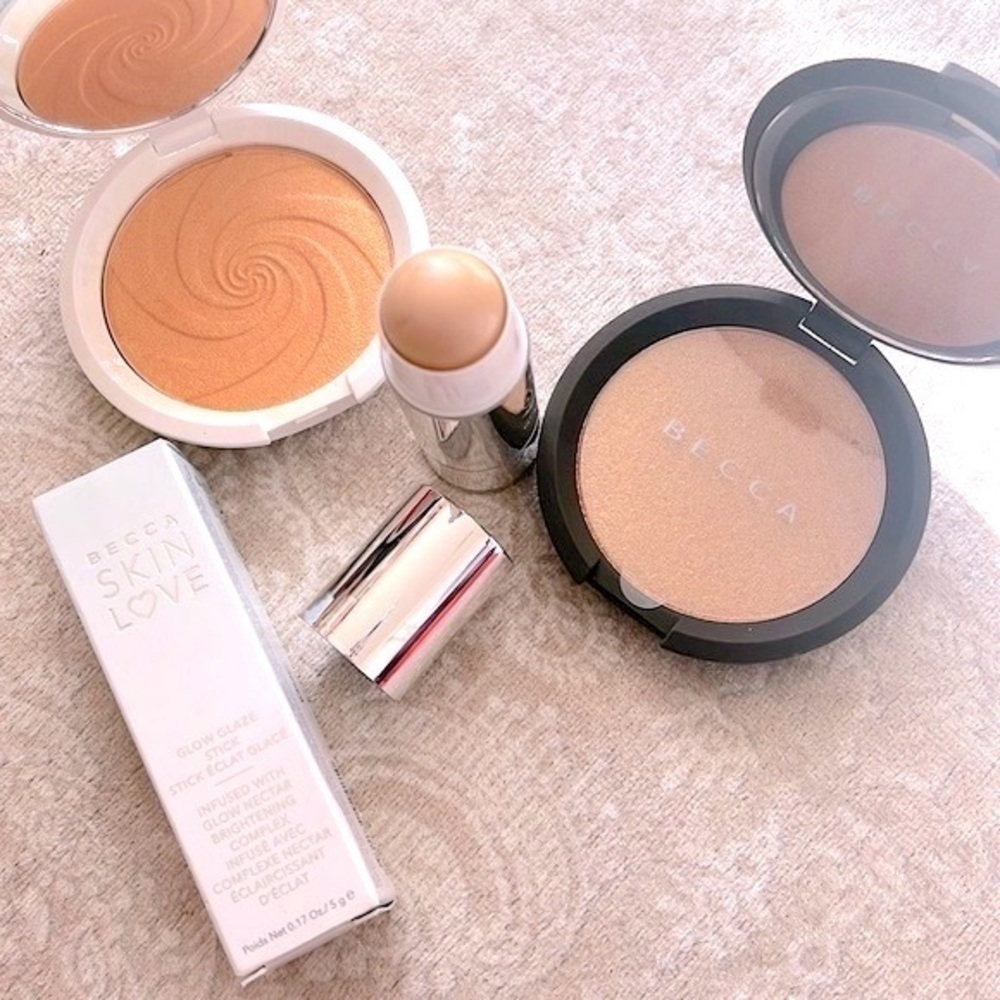 Brand New Becca Highlighter Bundle Shimmering Skin Perfector Glow Glaze Stick